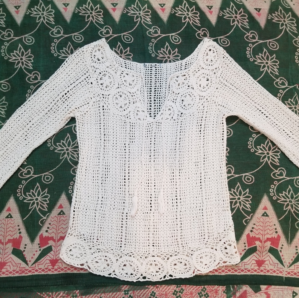White Crochet Sweater